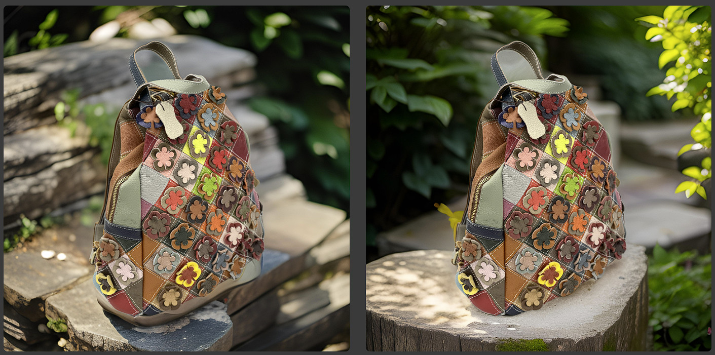 Rucsac dama piele cu model floral fabricat manual in italia